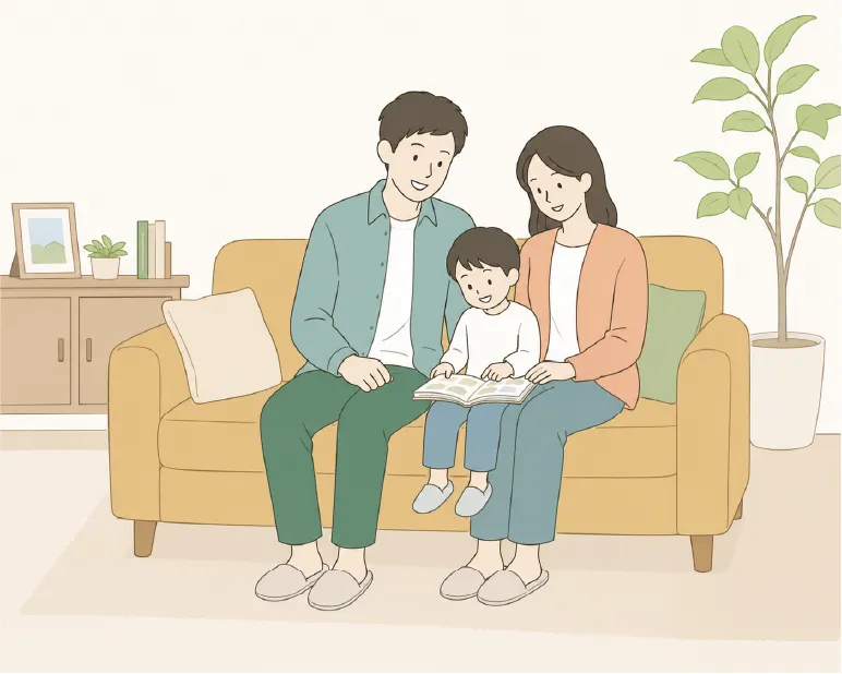 家族で住まいの計画を話し合う様子
